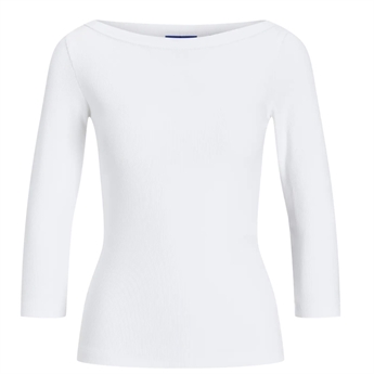 Hailey, Boat Neck Rib Tee, Bright White