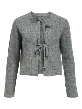 Bow Cardigan, Medium Grey Melange