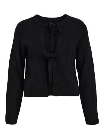 Bow Knit Cardigan, Black