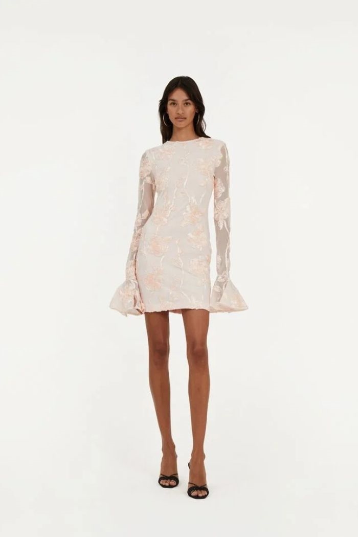 Rotate, Flower Mesh mini dress, Blush