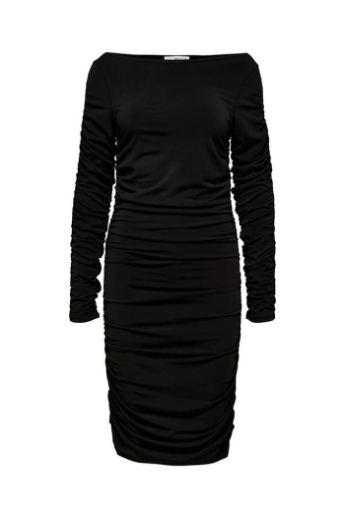 Selected Femme, Mace, LS Ruched Dress, Black