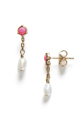 ANNI LU, Pearly Stud Earrings, Pink Opal