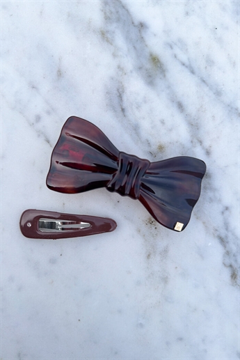 Large bow clip, HornSnap Swarovski clip, Chestnut