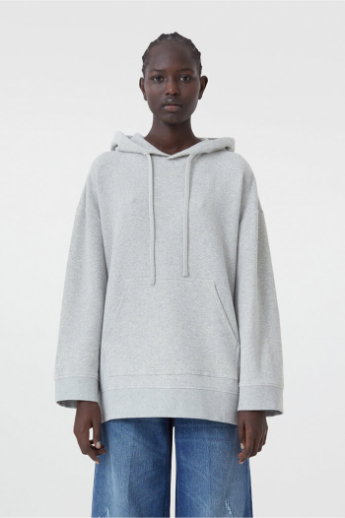 Closed, Side slit hoodie, C95255, light grey melange
