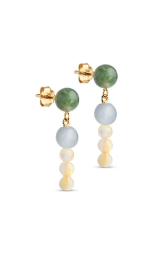 Enamel, Obi earrings, pearls