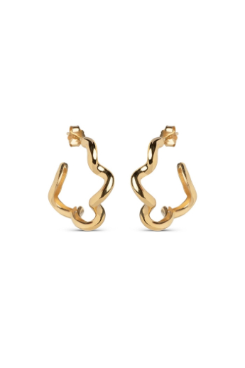 Enamel, Curly hoops earrings, goldplated