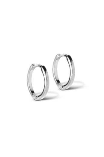 Enamel, Classic Hoops, 10 mm, Silver