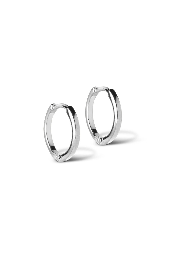 Enamel, Classic Hoops, 10 mm, Silver