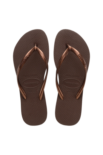Havaianas, Slim, Klipklapper, Dark brown / Metallic