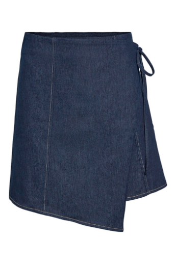 Mini denim wrap skirt, Dark blue denim