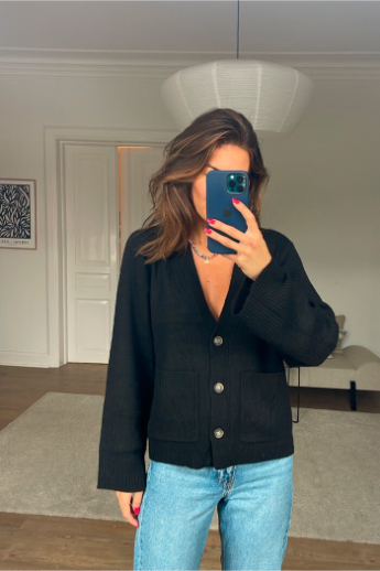 Rahma Knit Cardigan, Black
