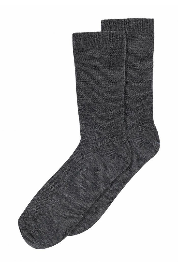 MP Denmark, Fine Wool Rib Socks, Dark grey melange 