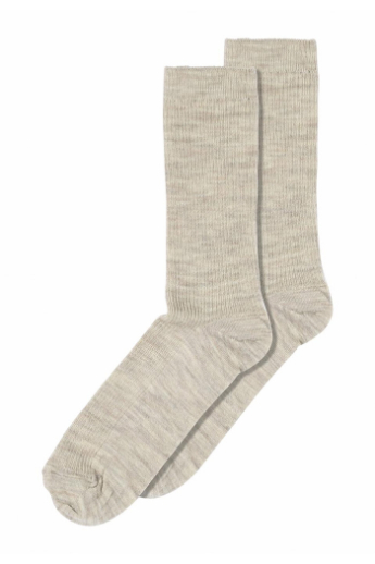 MP Denmark, Fine Wool Rib Socks, Light Brown Melange 
