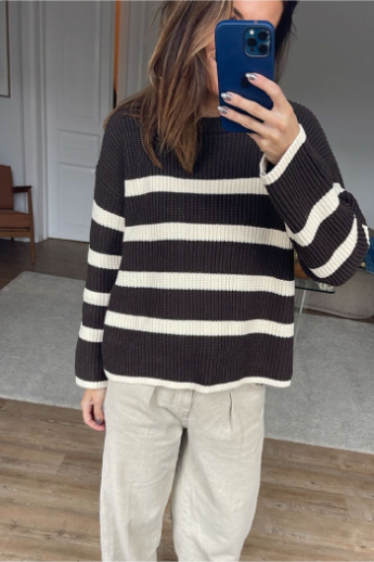 Bloom LS knit o-neck, Java / Birch