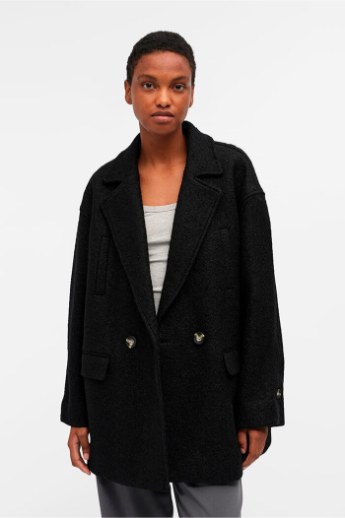 Avery Oversized Short Coat, Black