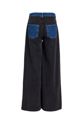 BEATE MW WIDE JEANS, Black denim / medium blue