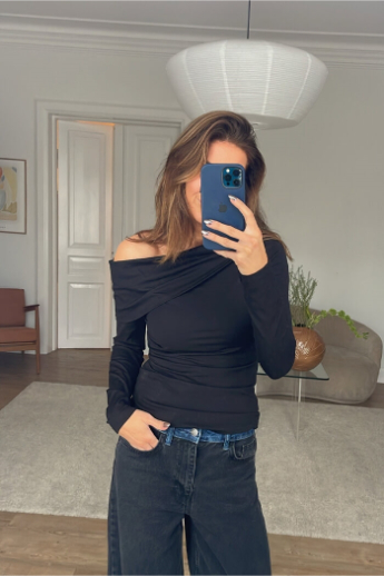 Caro one shoulder top, Black