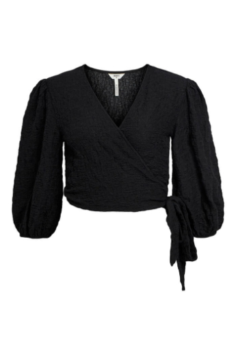 Toya 3/4 wrap top, Black