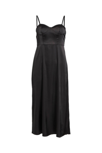 Line slip dress, Black 