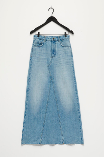 Harlow long denim skirt, Light blue denim 