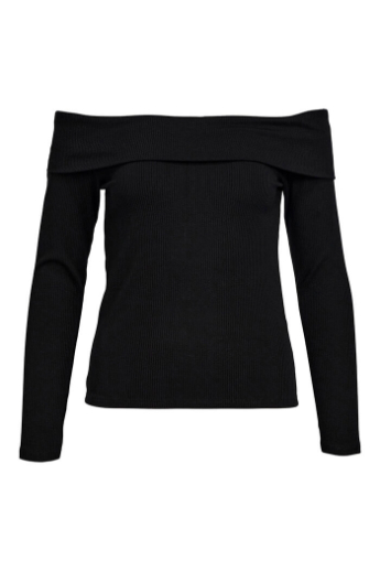 Ribbed, Off shoulder blouse, black