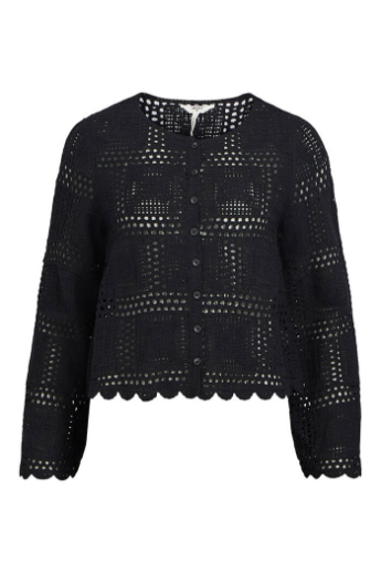 Ella Crochet Cardigan, Black 