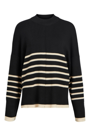 Roma L/S long knit pullover, Black