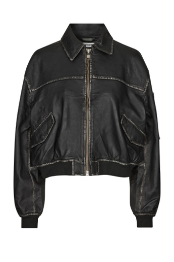 Oval Square, Rocker leather Bomber, Black vintage
