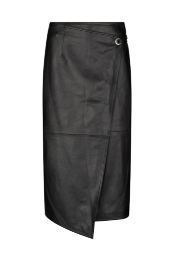 Oval Square, Reflection leather skirt, black