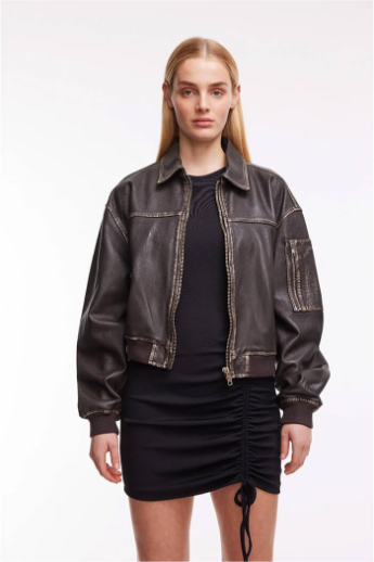 Oval Square, Rocker leather Bomber, Vintage dark oak