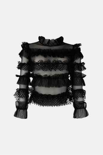 OW Collection, Gracie blouse, black caviar
