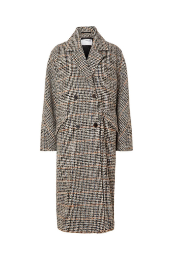 Mini Check wool coat, Black / Check