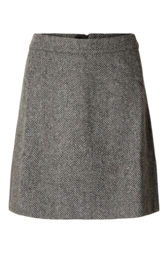 Vera HW mini wool skirt, Dark grey