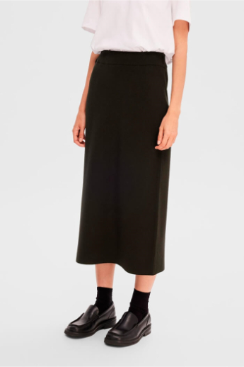 Caro mw long knit skirt, black