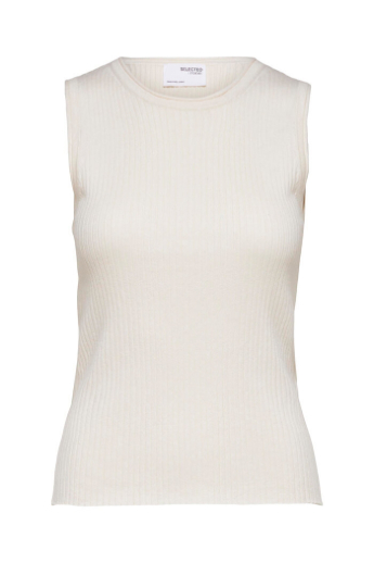 Knit o-neck top, Birch/melange