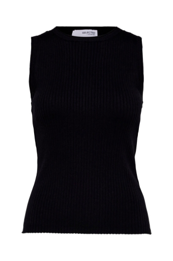 Knit o-neck tank top, Black