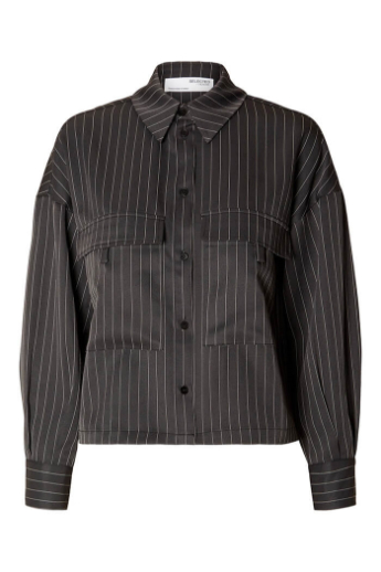 Mala LS shirt, Magnet / pinstripe