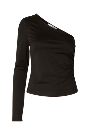 Saga one shoulder top, black