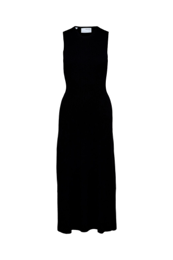 Long knit rib dress, Black