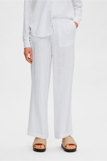 Viva long linen pants, Bright white