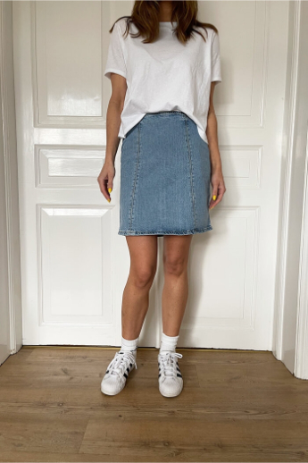 Washed blue, denim skirt, Light blue