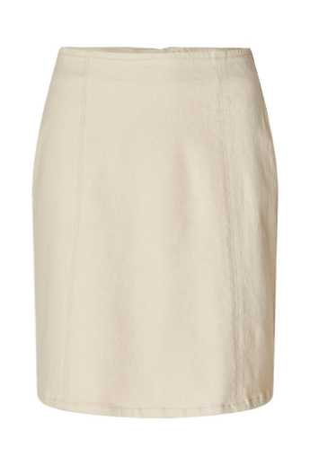 Washed black, denim skirt, Whisper White