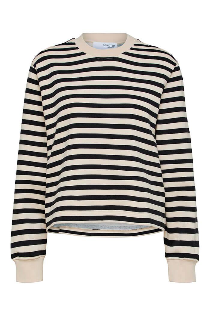 Selected Femme, Elise Crew Neck Sweater, Black/Sand