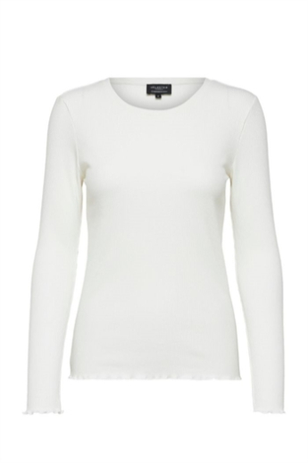 Selected Femme, Anna, LS Crew neck tee, White
