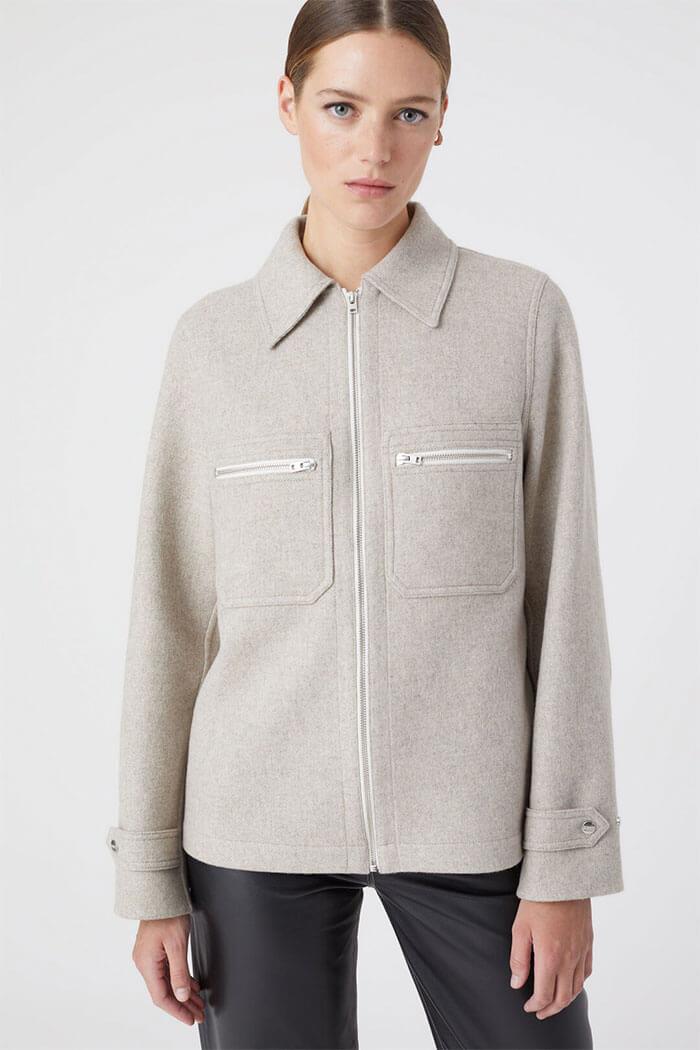 Closed, C97120 Wool Overshirt, Grey Alabaster