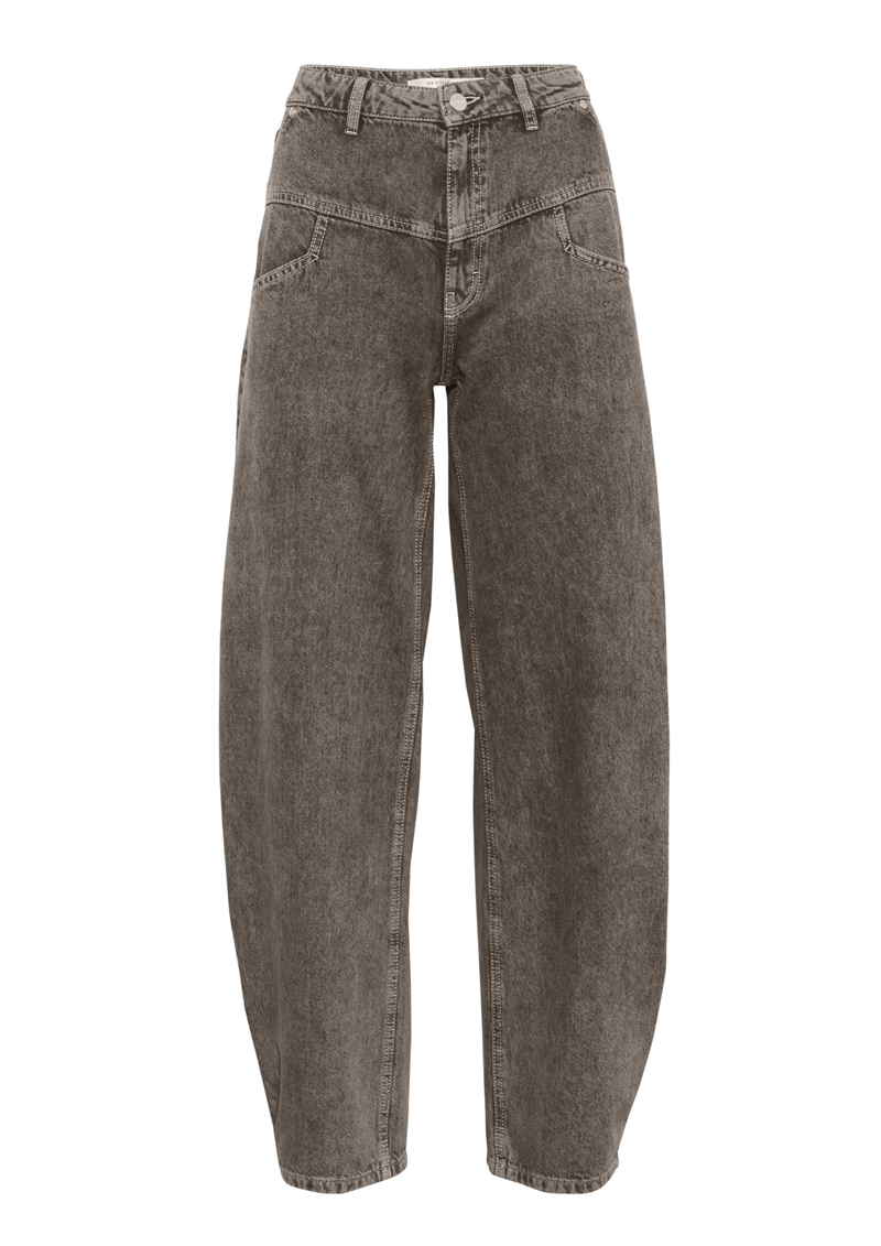 Josie HW Barrel Jeans, Greige Denim Wash