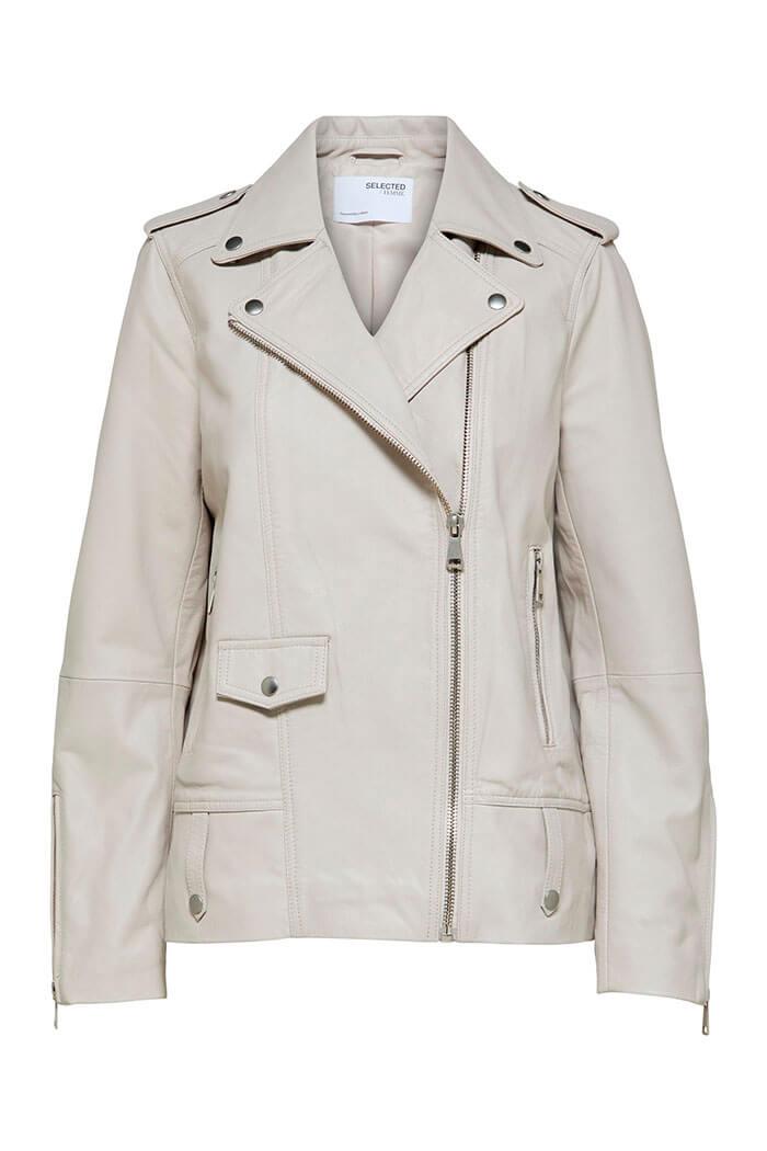 Selected Femme, Madison Leather Jacket, Feather Grey