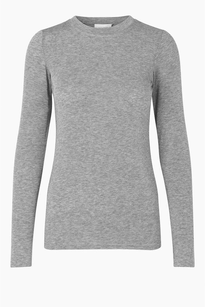 Second Female, Matima O-Neck Tee, Grey Melange