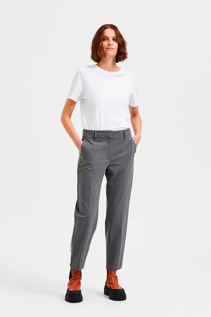 Selected Femme, Ria Cropped Pants, Grey Melange
