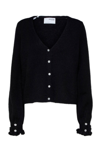 Selected Femme, Sia, LS knit Cardigan, Black